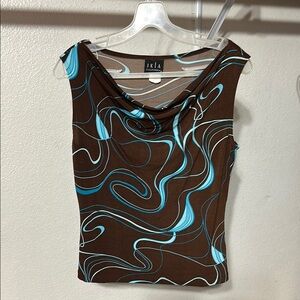 Blue Graphic Fitted Sleeveless Tank Top